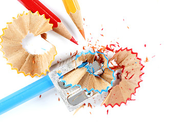 Image showing Pencils and sharpener