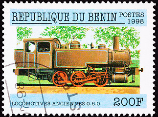 Image showing Canceled Benin Train Postage Stamp Old Railroad Steam Engine Loc