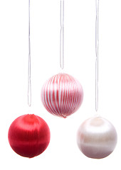 Image showing Vintage Christmas Balls Striped Hanging Isolated