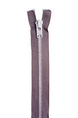 Image showing Closed Silver Metal Zipper Pull Tab Isolated
