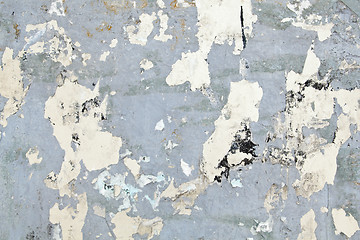 Image showing XXXL Full Frame Grungy Gray Metal with Peeling Paper Scraps