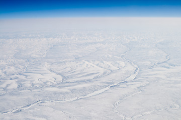 Image showing Snow Covered Verkhoyansk Mountains Olenyok River 