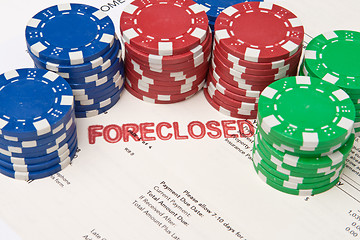 Image showing Bet the House Poker Chips on Foreclosed Mortgage