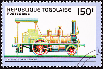 Image showing Canceled Togo Postage Stamp Old Railroad Steam Engine Locomotive