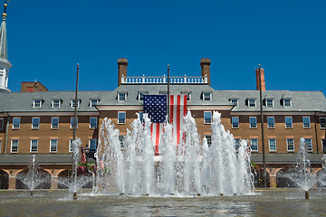 Image showing Colonial Revival City Hall Alexandria Virginia American Flag Fou