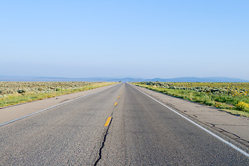 Image showing Middle of Empty Road Rural Taos New Mexico