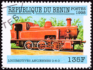 Image showing Canceled Benin Train Postage Stamp Old Railroad Steam Engine Loc