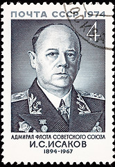 Image showing Canceled Soviet Russia Postage Stamp Fleet Admiral Ivan Isakov