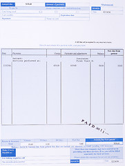 Image showing Paper Medical Bill Form Stamped 