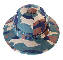 Image showing Camouflage Pith Helmet Isolated White Front View