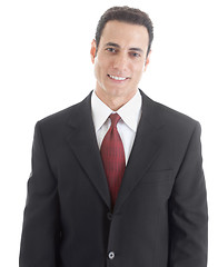 Image showing Sincere Smiling Caucasian Businessman, Waist Up, White Backgroun