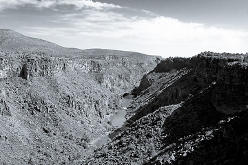 Image showing Black White Rio Grande River Gorge New Mexico