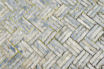 Image showing Full Frame Zigzag Brick Pattern, Sidewalk in Old Shanghai China