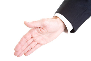 Image showing Man's Hand Extended for Handshake Isolated on White