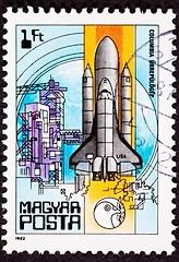 Image showing Stamp Space Shuttle Columbia Rocket Launch Tower