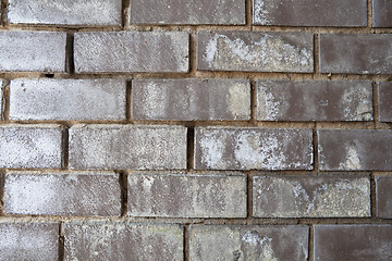 Image showing XXXL Weathered Black Brick Wall with White Mineral Deposits