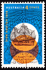 Image showing Canceled Australian Postage Stamp Dutch Dirk Hartog Sailing Ship