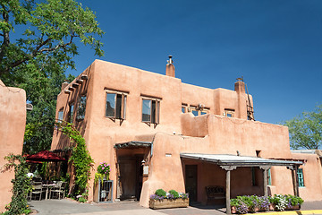 Image showing Modern Adobe Restaurant in Santa Fe, New Mexico, United States