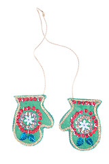 Image showing Christmas ornament in the shape of a pair of mittens