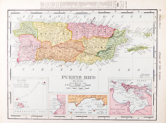 Image showing Antique Vintage Color Map of Puerto Rico