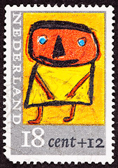 Image showing Canceled Dutch Netherlands Postage Stamp Child's Drawing Person 
