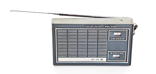 Image showing Vintage AM and Police Band Transistor Radio On White Background