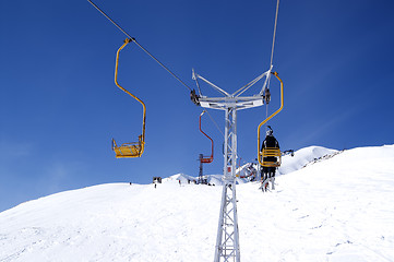 Image showing Old chair-lift at ski resort