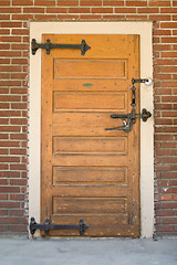 Image showing Old Fashioned Wooden Restaurant Refrigerator Door