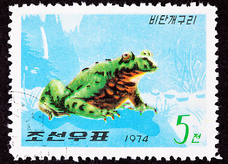 Image showing Canceled North Korean Postage Stamp Oriental Black Firebelly Toa