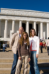 Image showing Three People Family Vacation Lincoln Memorial USA