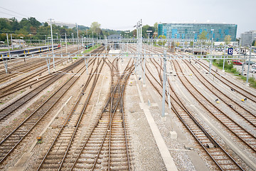 Image showing Railroad Train Yard and Tracks Geneva Switzerland