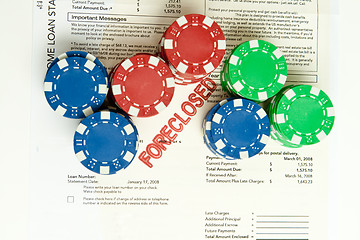 Image showing Stack Poker Chips Foreclosure Notice Foreclosed