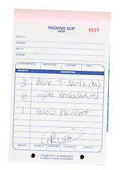 Image showing Packing Slip Invoice Pad Clothing List Isolated