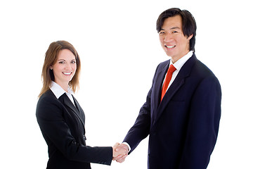 Image showing Male Female Hands Shaking Handshake Isolated on White Background