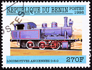 Image showing Canceled Benin Train Postage Stamp Old Railroad Steam Engine Loc