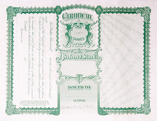 Image showing Back Side Reverse Old U.S. Paper Stock Certificate