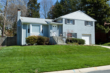 Image showing Blue Brick Split Level Single Family House Home Suburban Marylan