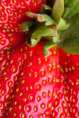 Image showing Macro Closeup Full Frame Fresh Red Strawberry