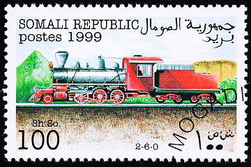 Image showing Canceled Somali Train Postage Stamp Old Railroad Steam Engine Lo