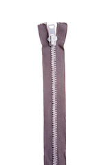 Image showing Closed Silver Metal Zipper Pull Tab Isolated 
