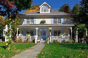 Image showing Single Family House Pastel Prairie Style Autumn