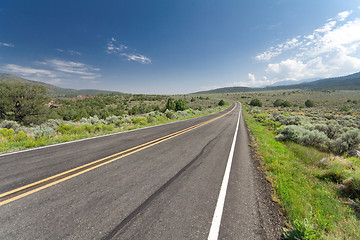 Image showing Curving Empty Two Lane Desert Road New Mexico USA