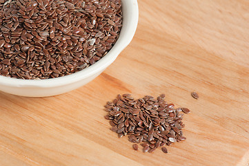 Image showing Close up of a pile of flaxseed 