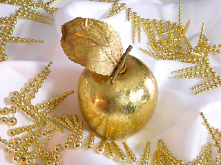 Image showing Christmas golden apple decoration