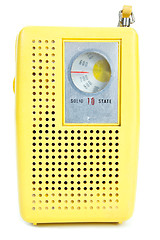 Image showing Vintage Yellow Plastic Transistor Radio Isolated White Backgroun