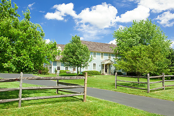 Image showing Single Family House Home Lawn Fence Colonial USA