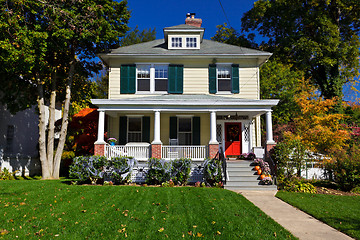 Image showing Single Family House Prairie Style Home Autumn Fall