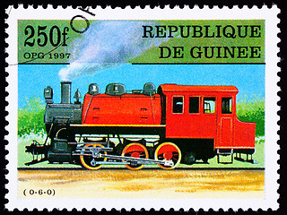 Image showing Canceled Guinea Train Postage Stamp Old Railroad Steam Engine Lo