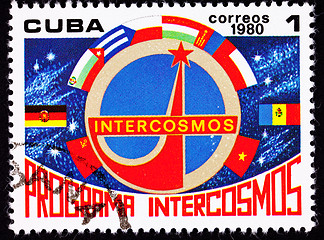 Image showing Cuban Postage Stamp Country Flags Communist Block Intercosmos Sp