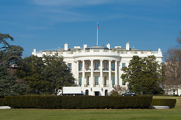 Image showing White House South Lawn Truck Blue Sky Washington